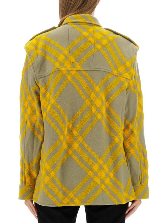  버버리 체크 울 블렌드 셔츠 8077274 B7363 Gold - BURBERRY