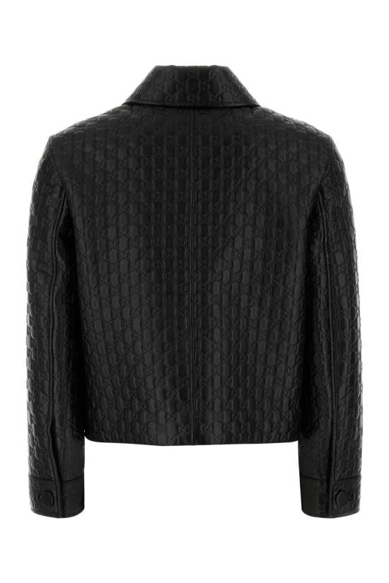 25FW 구찌 포인티드 칼라 버튼 가죽 재킷 834308XNA4F1000 black - GUCCI