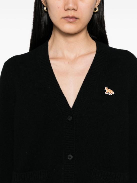25FW 메종키츠네 베이비 폭스 메리노 레귤러 가디건 PW00502KT1181 P199 BLACK - MAISON KITSUNE