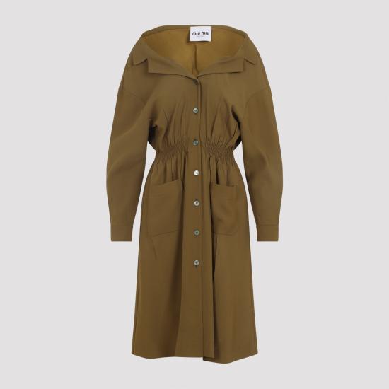 25FW 미우미우 미디 원피스 MF6052SOOO16Z1 F0334 GREEN - MIU MIU