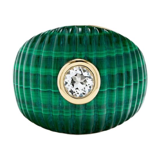  이본 레옹 반지 Chevaliere Gaufrette Bico Green