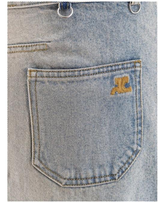  쿠레쥬 데님 스커트 라이트 블루 코튼  스커트 - COURREGES