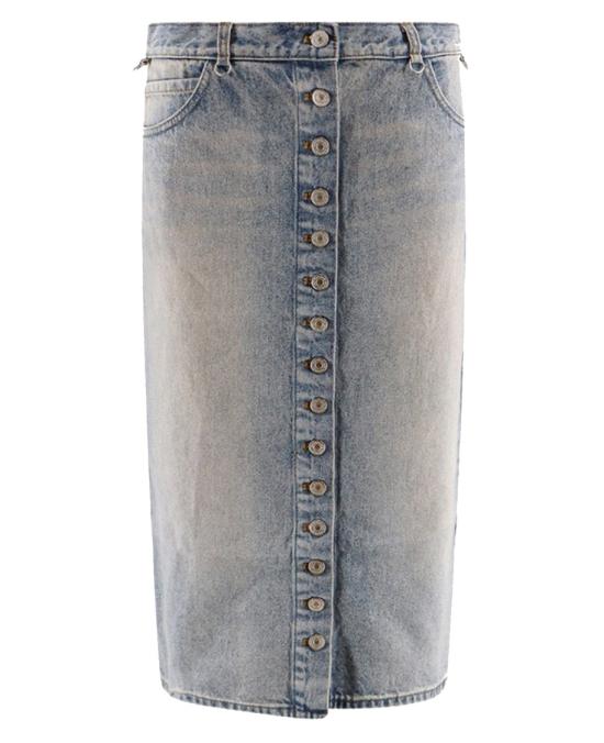  쿠레쥬 데님 스커트 라이트 블루 코튼  스커트