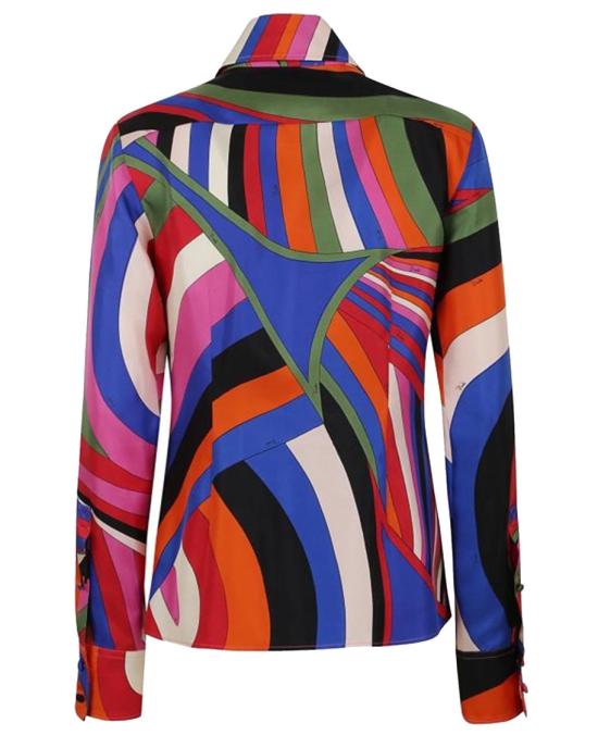  에밀리오푸치 긴팔 티셔츠 이리데 프린트 실크 셔츠 - EMILIO PUCCI
