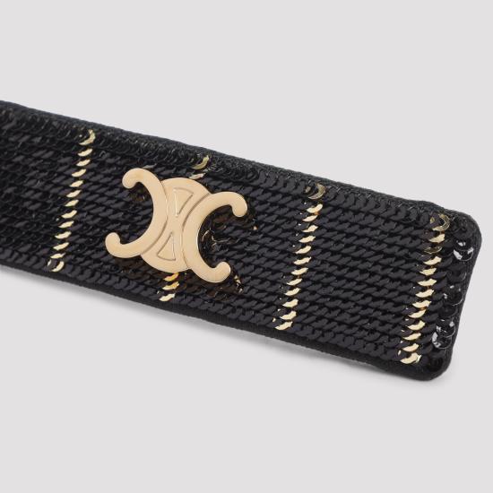 25FW 셀린느 헤어 액세서리 461OE2BSP38GS BLACK GOLD SMOKE DOM - CELINE