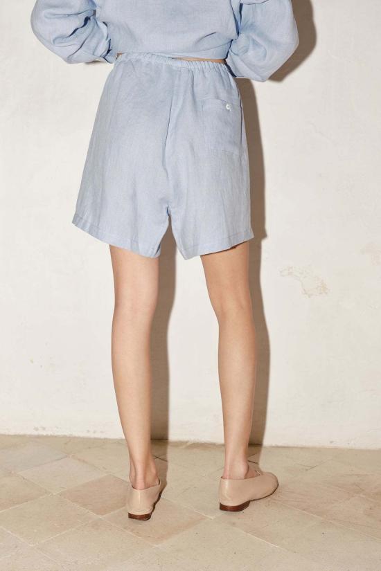  다두라 숏팬츠 다투라 리넨 칼라 쇼츠 스카이 블루 - DATURA
