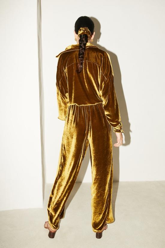  다두라 스트레이트 팬츠 다투라 오로 실크 벨벳 유도 팬츠 골드 그린 - DATURA