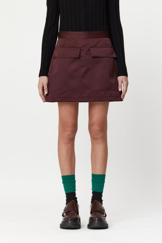  플랜씨 숏 스커트 플랜 C 미니 스커트 포켓 스커트 다크 버건디 - PLAN C