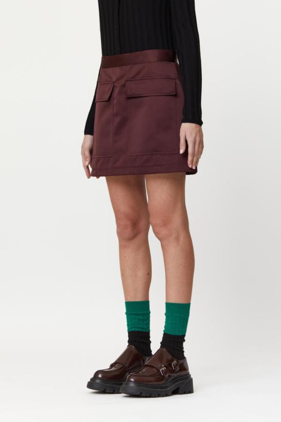  플랜씨 숏 스커트 플랜 C 미니 스커트 포켓 스커트 다크 버건디 - PLAN C