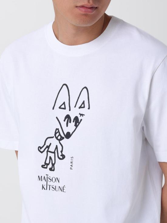 25FW 메종키츠네 파티 폭스 컴포트 티셔츠 PM00116KJ7025 P100 White - MAISON KITSUNE