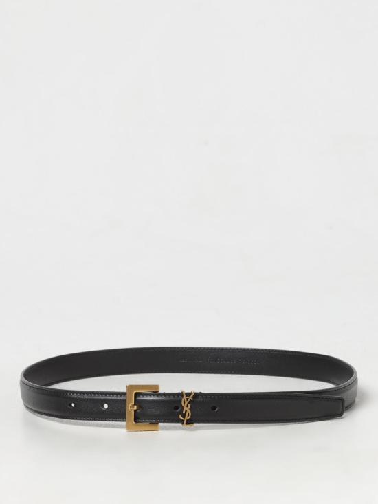 26SS 생로랑 카산드라 씬 스퀘어 버클 벨트 554465BOO0W 1000 Black