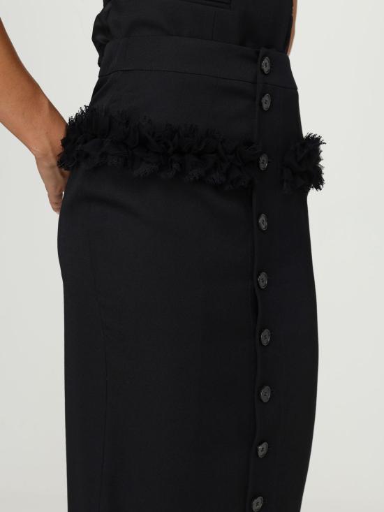 25FW 알렉산더 맥퀸 미디 스커트 839515QJAAC 1000 Black - ALEXANDER MCQUEEN