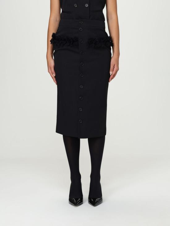 25FW 알렉산더 맥퀸 미디 스커트 839515QJAAC 1000 Black