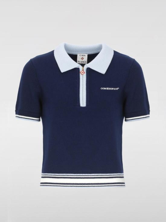 25FW 카사블랑카 폴로 티셔츠 WPF25KW1020 01 Blue - CASABLANCA