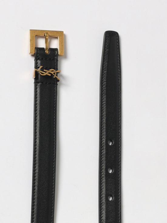 25FW 생로랑 카산드라 씬 스퀘어 버클 벨트 554465BOO0W 1000 Black - SAINT LAURENT