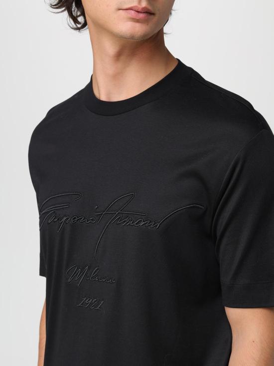 25FW 엠포리오 아르마니 반팔 티셔츠 EM003007AF18312 UC001 Black - EMPORIO ARMANI