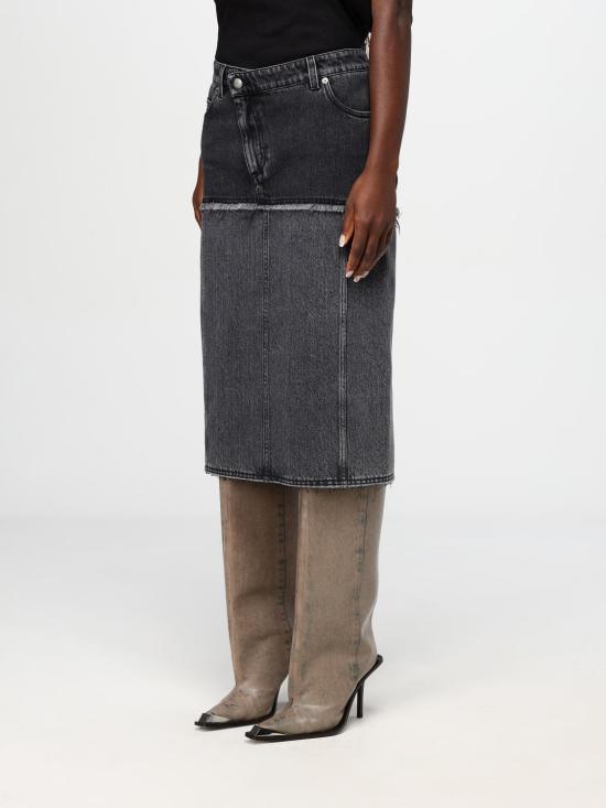 25FW 알렉산더 맥퀸 데님 스커트 802093QMACX 1307 Black - ALEXANDER MCQUEEN