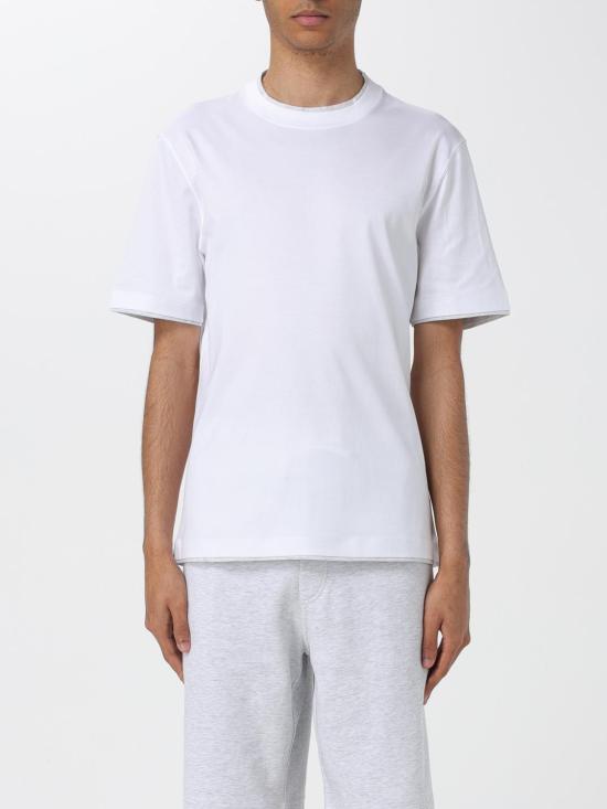 25FW 브루넬로 쿠치넬리 자수 로고 티셔츠 M0B137427 CW787 White