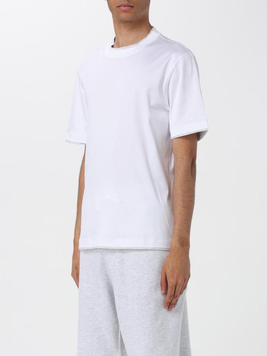 25FW 브루넬로 쿠치넬리 자수 로고 티셔츠 M0B137427 CW787 White - BRUNELLO CUCINELLI