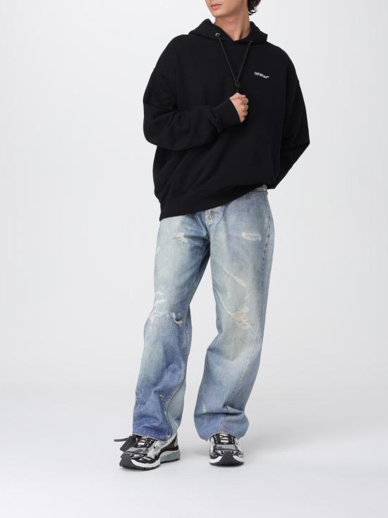 25FW 오프화이트 긴팔 티셔츠 OMBB085F25FLE008 1001 Black - OFF WHITE