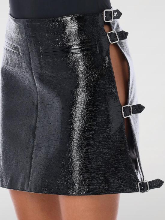 25FW 쿠레쥬 미디 스커트 324CJU187VY0015 9999 Black - COURREGES
