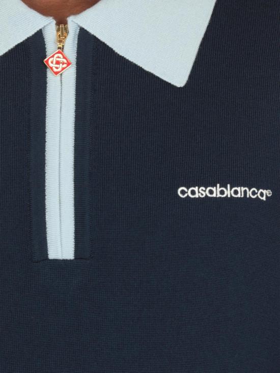 25FW 카사블랑카 폴로 티셔츠 MPF25KW1002 01 Blue - CASABLANCA