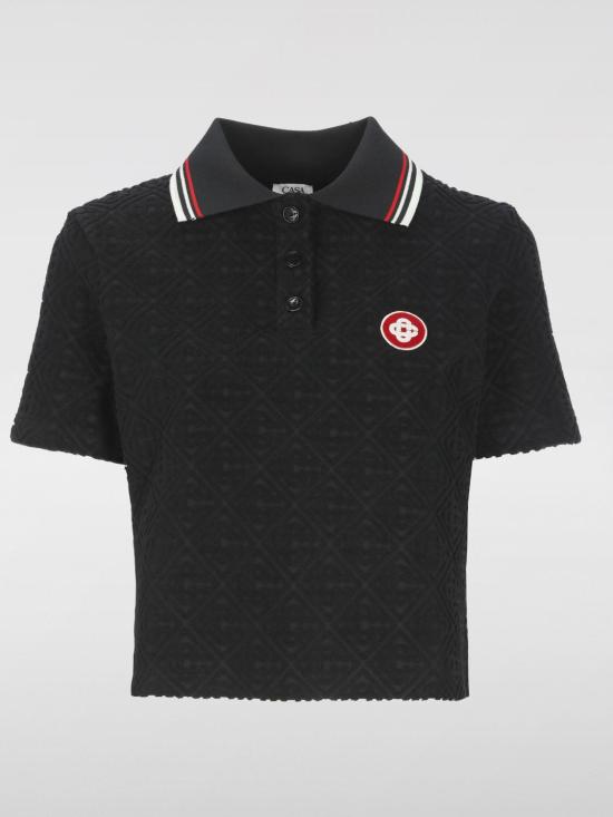 25FW 카사블랑카 폴로 티셔츠 WPF25JTP377 01 Black - CASABLANCA