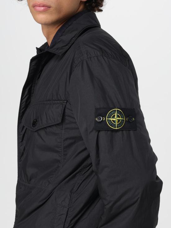 25FW 스톤 아일랜드 크링클 랩스 NY 리사이클 나일론 안티 드롭 윈드 레지스턴트 패딩 셔츠 Q100006S0A23 V0029 Black - STONE ISLAND