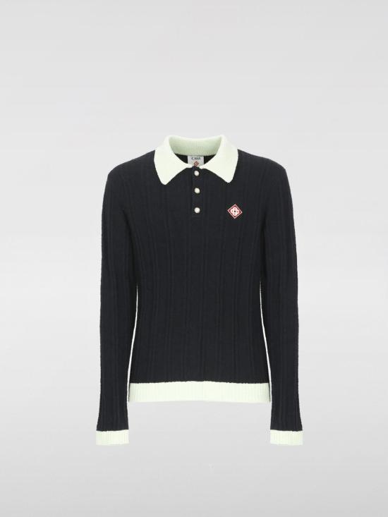 25FW 카사블랑카 폴로 티셔츠 MPF25KW1000 01 Black - CASABLANCA