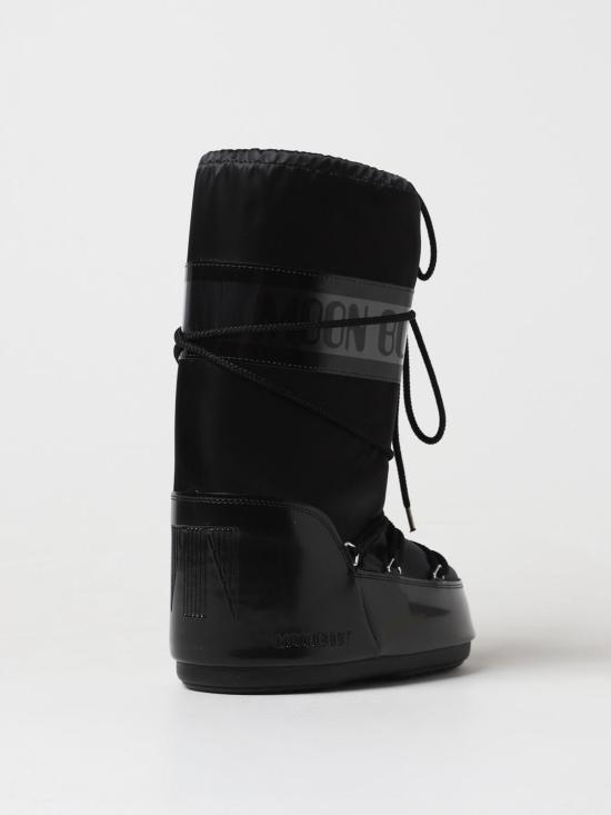 25FW 문부츠 아이콘 글랜스 플래티넘 새틴 부츠 80D1401680 N001 Black - MOON BOOT