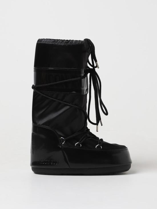 25FW 문부츠 아이콘 글랜스 플래티넘 새틴 부츠 80D1401680 N001 Black