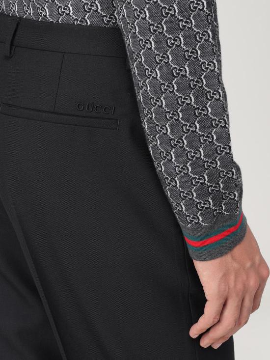 25FW 구찌 울 블렌드 트윌 트라우저 791156ZAMII 1000 Black - GUCCI