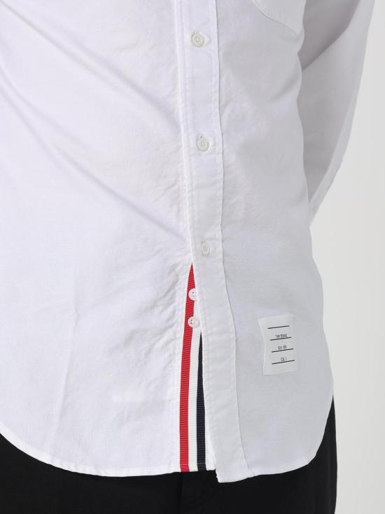 25FW 톰브라운 옥스포드 클래식 그로그랭 플래킷 셔츠 MWL010EF0313 100 White - THOM BROWNE