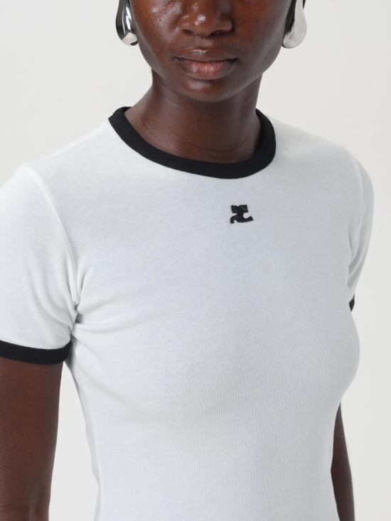 25FW 쿠레쥬 반팔 티셔츠 VESJTS017JS0070 0098 White - COURREGES