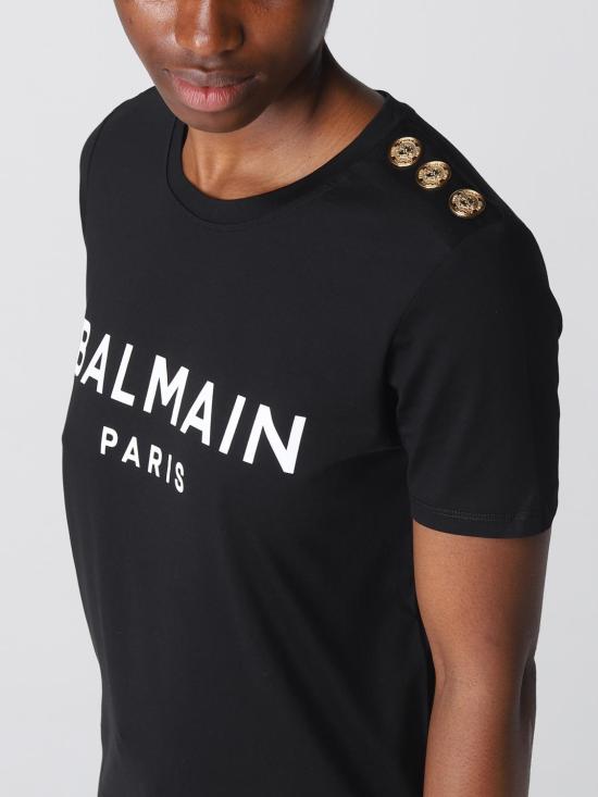 25FW 발망 반팔 티셔츠 BF1EF005BB02 EAB Black - BALMAIN