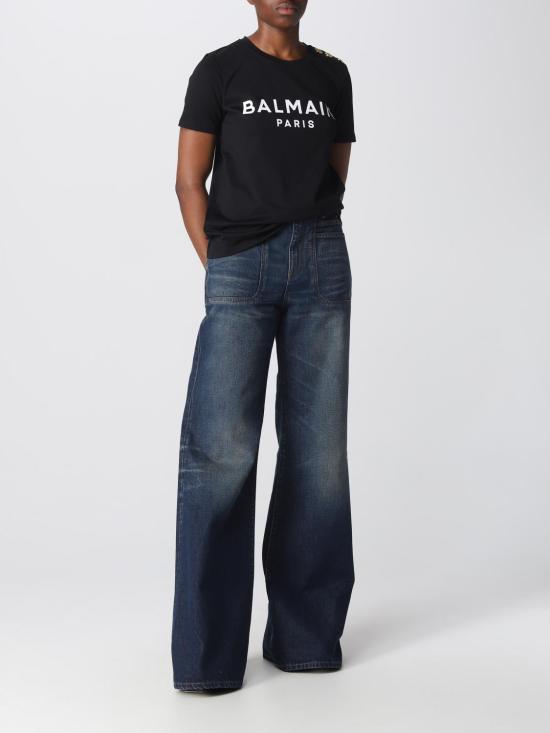 25FW 발망 반팔 티셔츠 BF1EF005BB02 EAB Black - BALMAIN