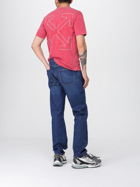 25FW 오프화이트 반팔 티셔츠 OMAA027F25JER00D 2601 Red - OFF WHITE