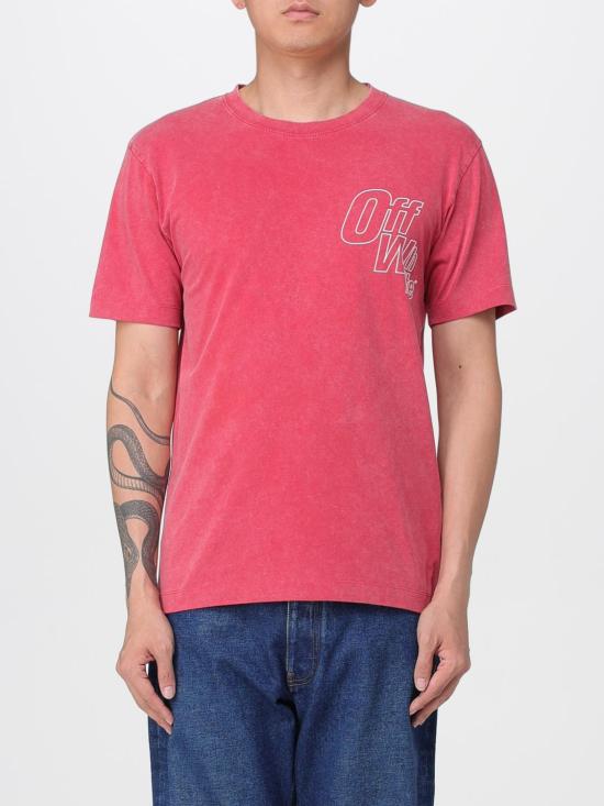 25FW 오프화이트 반팔 티셔츠 OMAA027F25JER00D 2601 Red