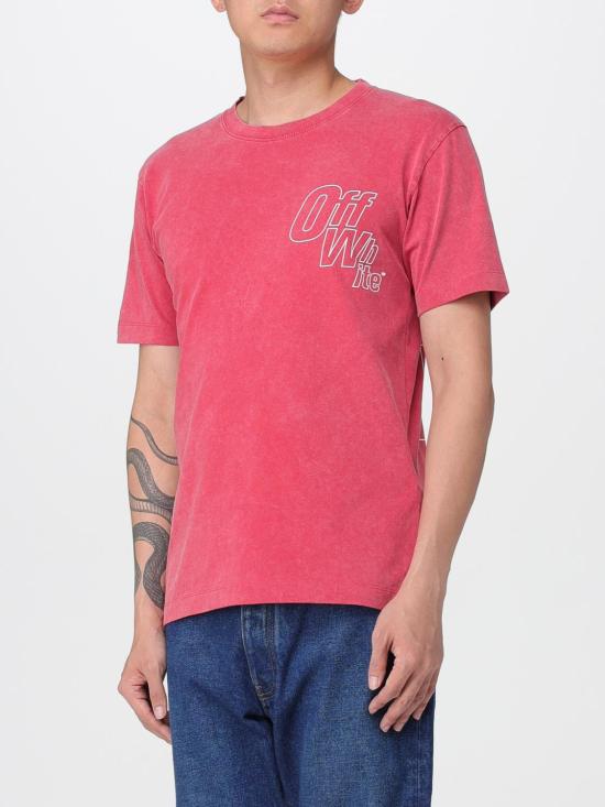 25FW 오프화이트 반팔 티셔츠 OMAA027F25JER00D 2601 Red - OFF WHITE