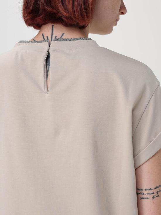 25FW 브루넬로 쿠치넬리 반팔 티셔츠 MPT18BD200 C8539 Beige - BRUNELLO CUCINELLI