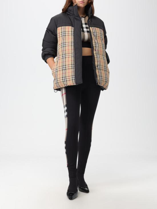 25FW 버버리 체크 트리밍 스트레치 저지 레깅스  8072124 Black - BURBERRY