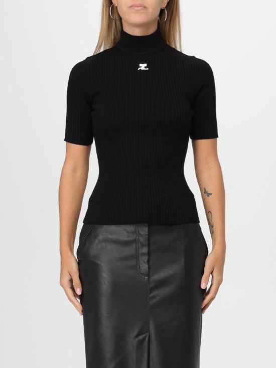 25FW 쿠레쥬 리에디션 니트 탑 숏슬리브 PERMPU026FI0001 9999 Black