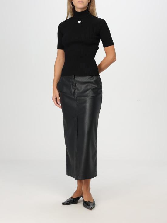 25FW 쿠레쥬 리에디션 니트 탑 숏슬리브 PERMPU026FI0001 9999 Black - COURREGES