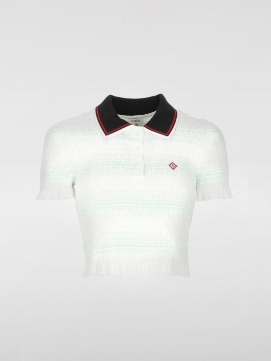 25FW 카사블랑카 폴로 티셔츠 WPF25JTP215 01 White - CASABLANCA