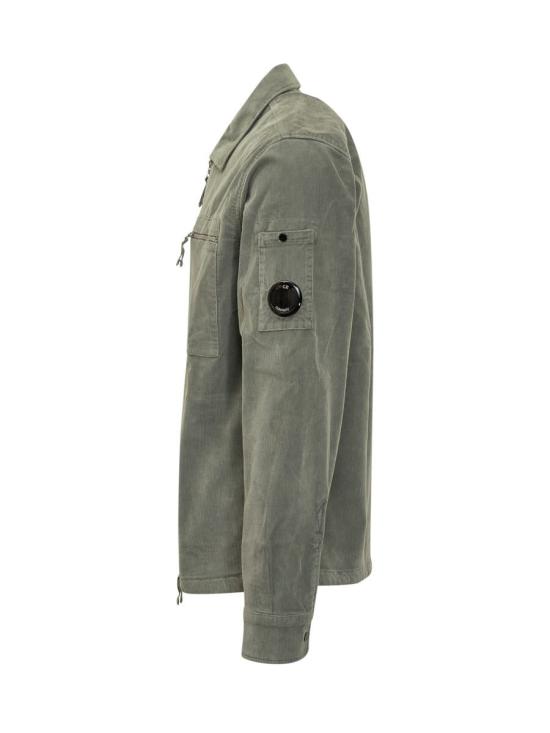25FW 씨피 컴퍼니 렌즈 와펜 코드로이 집업 오버셔츠 19CMOS097A0064100 921 GREEN - C.P. COMPANY