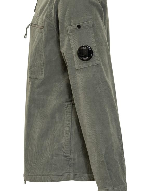 25FW 씨피 컴퍼니 렌즈 와펜 코드로이 집업 오버셔츠 19CMOS097A0064100 921 GREEN - C.P. COMPANY