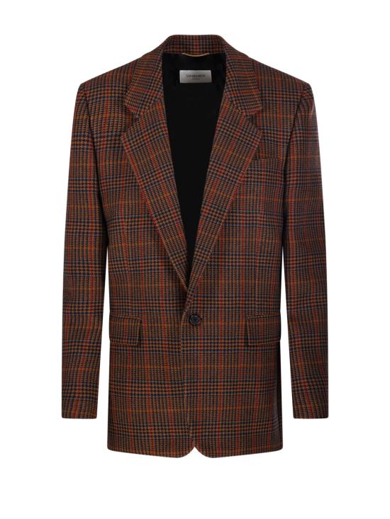 25FW 생로랑 수트 자켓 842593 Y3J59 2034 MARRON MULTICOLORE