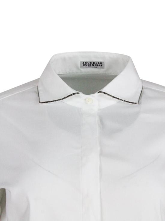 25FW 브루넬로 쿠치넬리 모닐리 체인 장식 긴소매 M0091NB426C159 WHITE - BRUNELLO CUCINELLI