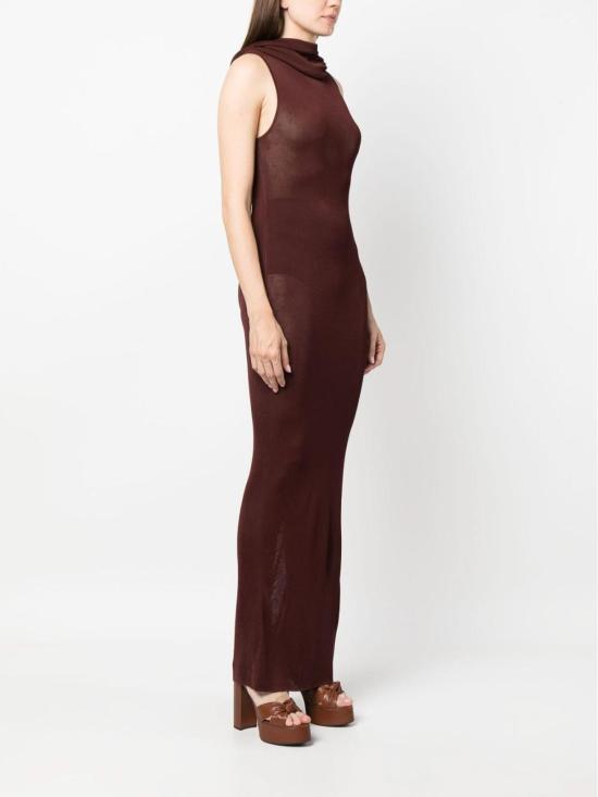  생로랑 롱 원피스 745646Y76BM6015 Dark Red - SAINT LAURENT