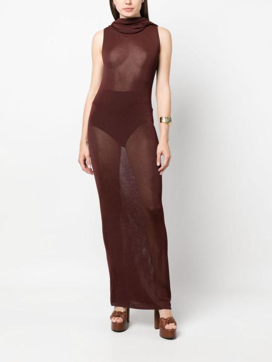  생로랑 롱 원피스 745646Y76BM6015 Dark Red - SAINT LAURENT